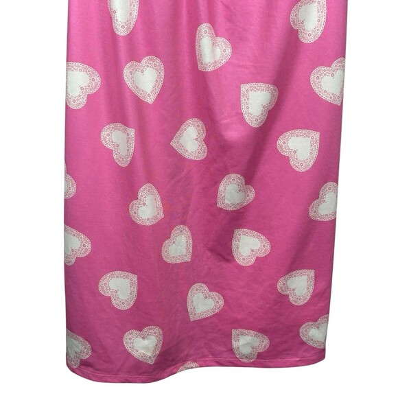 Betsey Johnson Intimates Babydoll Slip‎ Dress M Pink Heart Lace Y2K Vintage 00s - Picture 4 of 6